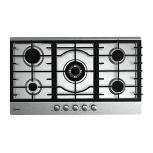 Midea Gas Built-In Hob, 5Burner, 90cm, Heavy Grid, Steel - 90SQ005