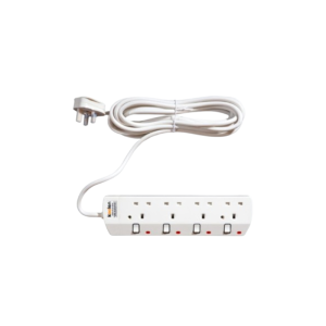 Koolen 4 Outlet Power Strip, 5m Cable, White - 301100004