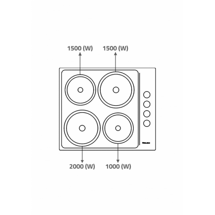 Glem Built-in Electric Hob (58.5) cm, (4) Burners, Side Controls - Image 6