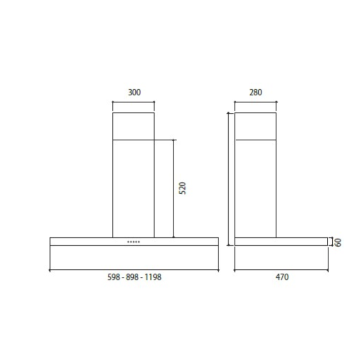Air Dream 90cm pyramid ruler hood, made in Italy, VENERA-321 - Image 2