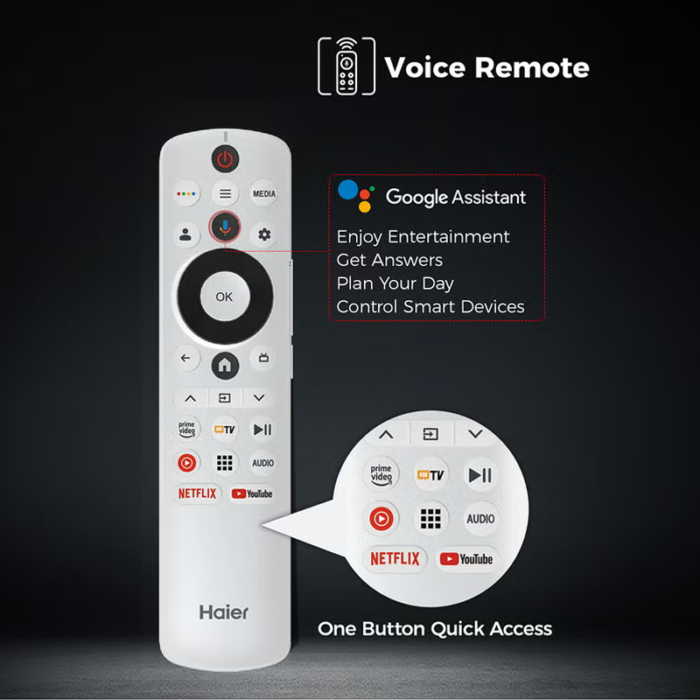 ⁦تلفزيون هاير 65 بوصة بدقة 4k يو اتش دي سمارت QLED نظام تشغيل Google TV موديل H65S80FUX⁩ - الصورة ⁦7⁩