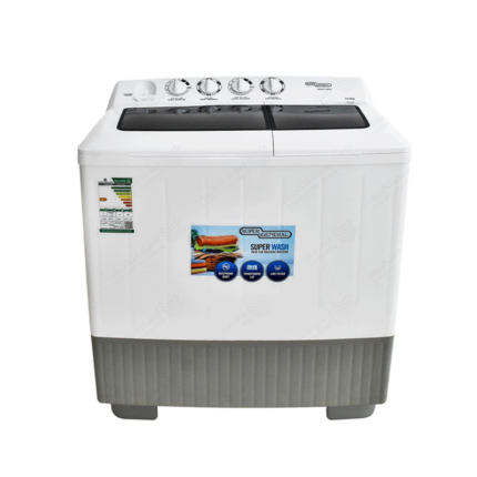 سوبر جنرال غسالة حوضين 12 كجم, ابيض -  KSGW1286