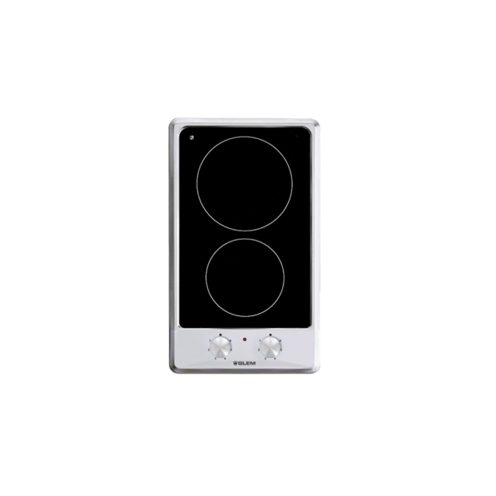 Glem Gas, Built-in Electric Hob, 29cm, 2 Ceramic Burners, Italian, Black Steel, P3FNMI - Image 2