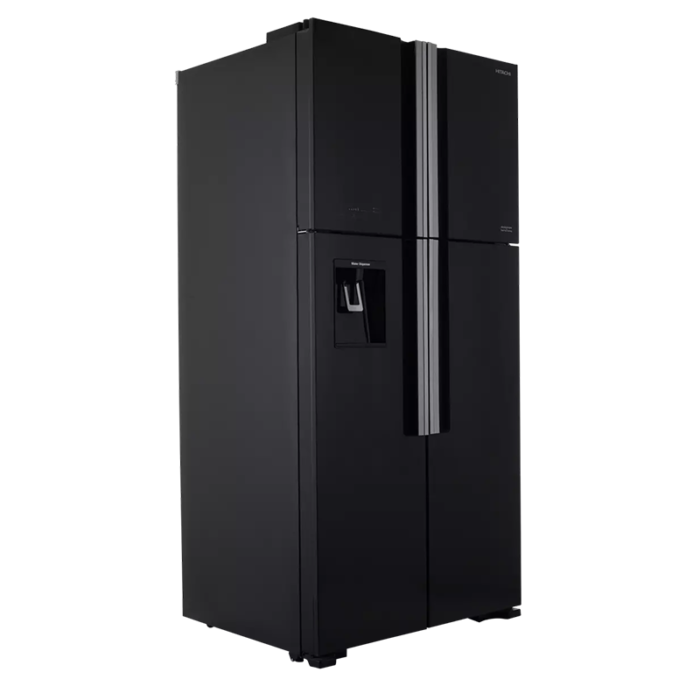 ⁦هيتاشي ثلاجة أربع أبواب، 19.1 قدم، إنفرتر، تبريد مزدوج، فلتر ثلاثي، 4 أوضاع تخزين،مبرد مياه ، لون أسود زجاجي – R-W660PS7GBK⁩ - الصورة ⁦3⁩