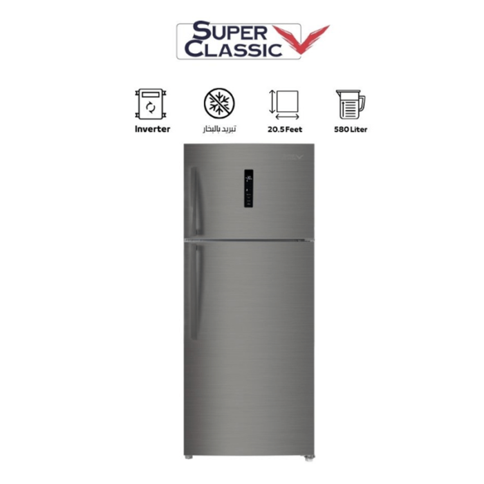 Super Classic Double Door Steam Refrigerator 580L 20.5 Cu.Ft Inverter Silver  SPCRF-779N - Image 4