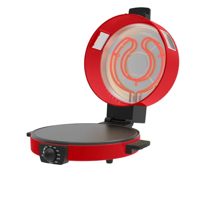 ⁦صانعة بيتزا وخبز عربي من كولن بقطر 30 سم وقدرة 1800 واط لتحضير سريع ومتساوٍ مع تصميم عملي باللون الاحمر 800109005⁩ - الصورة ⁦2⁩